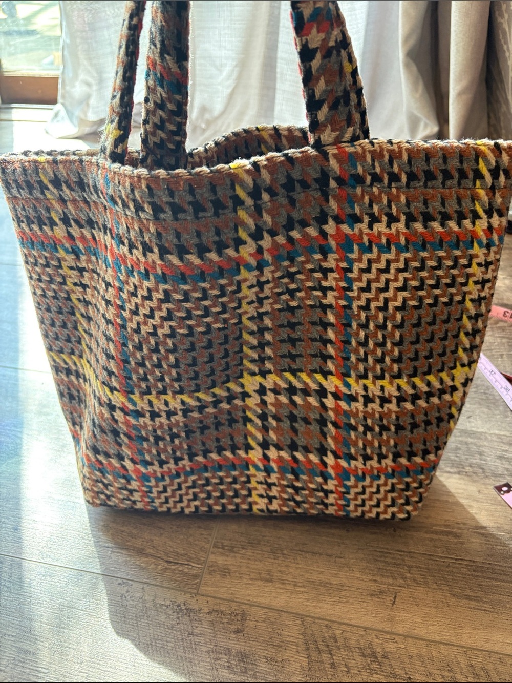 Multicolor Houndstooth Fall Tote - Picture 5 of 6